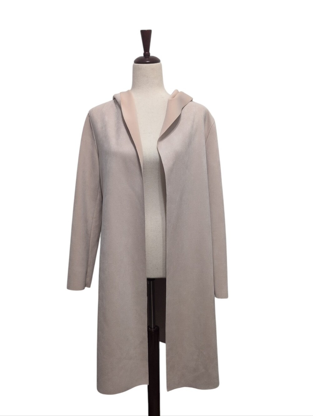 Forever 21 Hooded Duster Cardigan Coat | Blush Pink | Open Front | Midi Sz Small